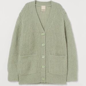H&M COS vibe super warm Mint Color Alpaca 🦙  Wool Knit Cardigan Sweater, S